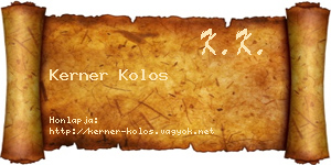 Kerner Kolos névjegykártya